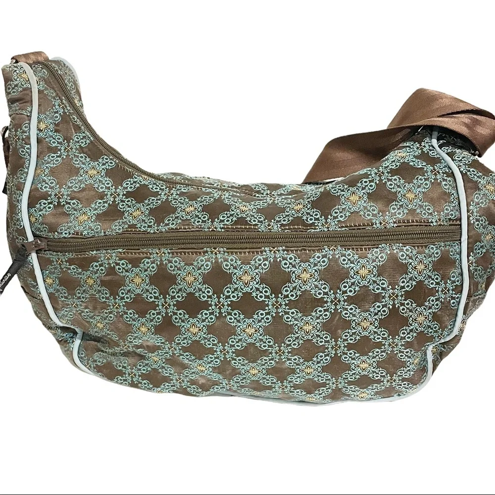 Petunia Pickle‎ Bottom Blue Brown Printed Touring Tote Diaper Bag